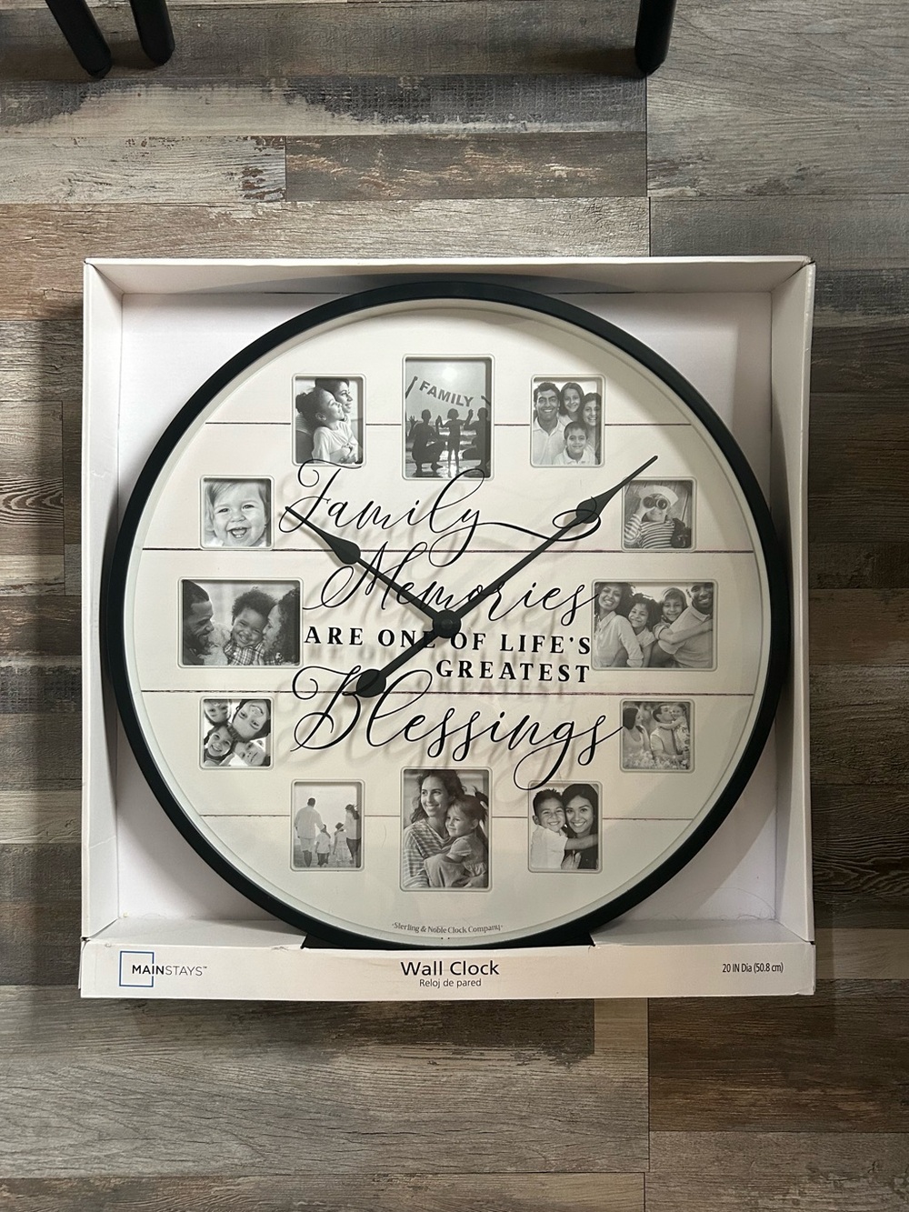Mainstays Black and White Family Memories Photo Wall Clock